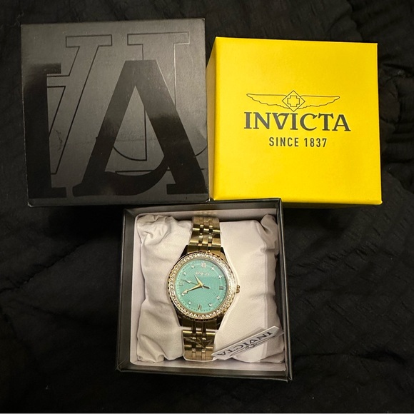 NIB INVICTA Wildflower Women’s Watch - 33mm, Gold & Tiffany Blue (69232)